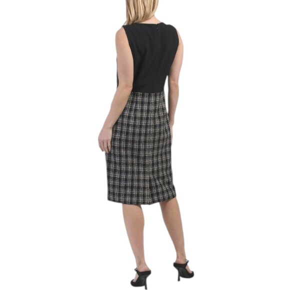KASPER Sheath Mini Dress With Tweed Skirt - Picture 2 of 2